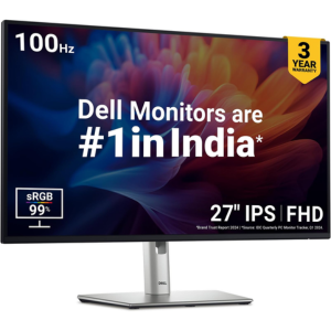 Dell P2725H 27 Inch FHD IPS Monitor, Anti-Glare, 99% SRGB, 100Hz, 5Ms (Fast), Ports_ HDMI(1), DP 1.2, VGA, 3X USB 3.2 Gen1 (A), USB 3.2 Gen1 Type-C [15W PD] _ Height Tilt Swivel Pivot