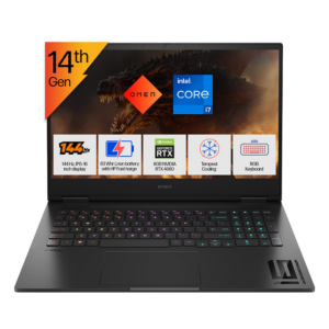 HP OMEN Gaming, 14th Gen Intel Core i7-14650HX, 8GB RTX 4060 (16GB DDR5, 1TB SSD) FHD, 144Hz, IPS, 16.1-inch (40.9 cm) Win11, Office21, Black, 2.39 kg, wf1150TX, RGB KB, Tempest Cooling Gaming Laptop