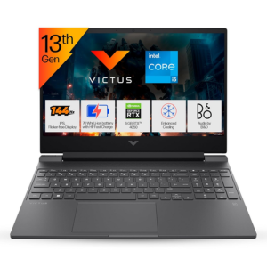 HP Victus, 13th Gen Intel Core i5-13420H, 6GB RTX 4050 Gaming Laptop (16GB DDR4, 512GB SSD) 144Hz, IPS, 15.6__39.6cm, Flicker-Free, Win 11, Office 21, Mica Silver, 2.29kg, Enhanced Cooling, fa1279TX