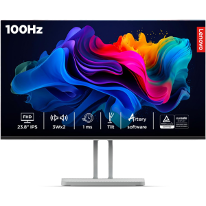 Lenovo L-Series 24 inch (60.45cm) FHD IPS Monitor_ 100Hz, 1ms, FreeSync, 99% sRGB, 3Wx2 Speakers, 1x HDMI 1.4, 1x VGA, Tilt, Smart Display Customization Artery Cloud Grey, L24i-4A