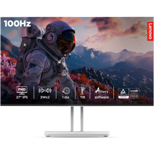 Lenovo L-Series 27 inch (68.5cm) FHD IPS Monitor_ 100Hz, 1ms, FreeSync, 99% sRGB, 3Wx2 Speakers, Smart Display Customization Artery, 2X HDMI 1.4, 1x VGA, Tilt, Cloud Grey, L27i-4A