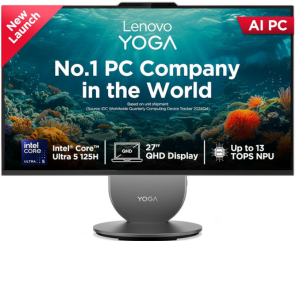 Lenovo Yoga AIO Intel Core Ultra 5 125H 27_ QHD IPS (16GB RAM_1TB SSD_AI PC_Windows11_Microsoft 365 Basic + Office Home 2024_Wireless Euterpe Keyboard & Mouse, Grey), F0J2003EIN All-in-One Desktop